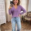 Dokotoo Womens Fall V Neck Long Sleeve Eyelet Embroidered Blouse (XL)