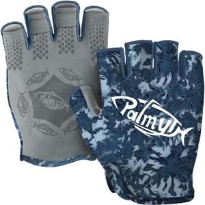Palmyth Stubby UV Fishing Gloves Sun Protection Fingerless Glove Men Women UPF 50+ SPF for Kayaking, Paddling, Canoeing, Rowing, Driving, Large