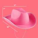 Bedwina Pink Cowgirl Hat for Women & Girls - Felt Western Cowboy Hat with White Trim & Adjustable Chin Strap - Bachelorette, Dress-Up, Rodeo, Costume Accessory, Party Favor, Themed Events (Pink)