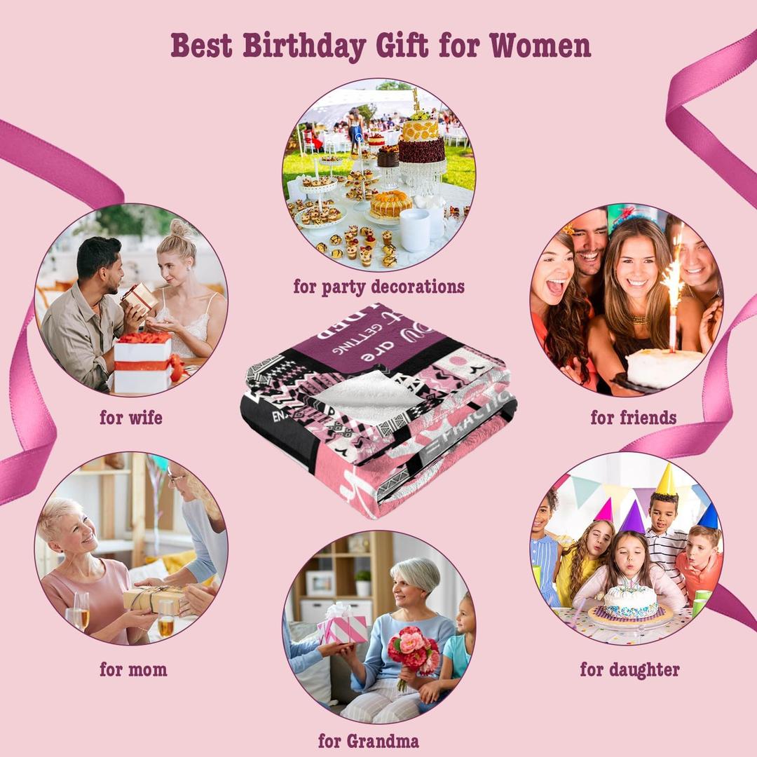 Birthday Gifts for Women Girls Throw Blanket 60"X50", Happy Birthday Decorations for Women, Gifts for Women Birthday Unique, Womens Birthday Gift Ideas for Her Friend Mom Sister Grandma Wife