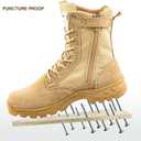 Men's Military Tactical Work Boots with Side Zipper, Puncture Resistant, Desert Combat, Army Jungle, 8 Inch Lightweight Hiking Boots (7.5, Beige)