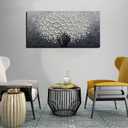 YaSheng Art - Oil Painting Wall Art hand painted White Floral Artwork 3D Thick Texture Black and White Floral Vase Canvas Wall Art Modern Abstract Art Home Bedroom, Dining Room, Living Room, Office Wall Decor 24x48inch