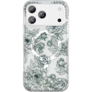 SCORPIFY for iPhone 17 Pro Case [Compatible with MagSafe] with Matte Queen of Flower Floral Design, Cute Clear Magnetic Phone Cover for Women Girls, [Non Yellowing] Black Slim Bumper
