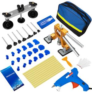 43Pcs Paintless Dent Removal Tool Kit, Car Dent Puller Kit with Golden Lifter & Bridge Puller for Repair 98% Auto Body Dent, Hail Damage Dent Removal Kit for Car SUV Truck Dent DIY Repair (A5-2)