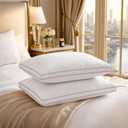 Luxury Goose Down Pillows Set of 2, Standard Size Hotel Quality Feather Pillows for Sleeping, Soft Breathable Cotton Sateen Cover, Premium Bed Pillows for Side Back Stomach Sleepers, Standard（Pack of 2）