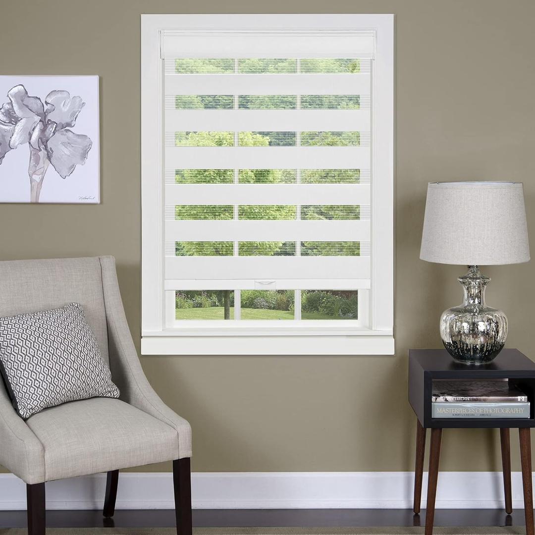 Cordless Celestial Sheer Double-Layered Roller Shade, 32 x 72 in, White