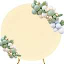 6.6FT Round Spandex Fitted Wedding Arch Cover for Circle Arch Stand, Thick Spandex Fabric Adjustable Round Arch Backdrop Cover for Wedding Birthday Party Baby Bridal Shower DecorBeige