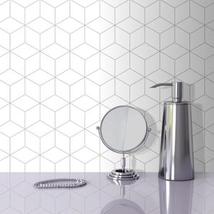 The Tiles Plaza Rhombus Backsplash Tile for Kitchen Peel and Stick, Stone Composite Self Adhesive Tiles, 3D Cube Wall Tile for Kitchen, 12 x 13 Inch 10 Sheets White