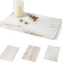 Koville Marble Cutting Board for Kitchen, 12" x 8" Real Stone Slab Marble Cheese Board for Home Decor, Stone Pastry Boards Cutting Boards Candle Plate (White/Brown Random)- Palissandro Classico