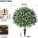 HyeFlora 26'' Artificial Topiary Boxwood Ball Trees with Lavender 2 Pack Fake Plants for Outdoor Indoor Artificial Shrubs with Ground Spike UV Resistant Fake Bushes for Front Porch Garden (White)