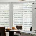 GHV Zebra Blinds for Windows Corded Blackout Dual Layer Privacy Shades Light Control for Day and Night Home Office (White, 32 in (W) x 64 in (H))