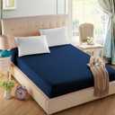 Single Fitted Sheet, Prime 1800 Series, Ultra Soft & Comfortable, Double Brushed Microfiber (Navy, Twin)