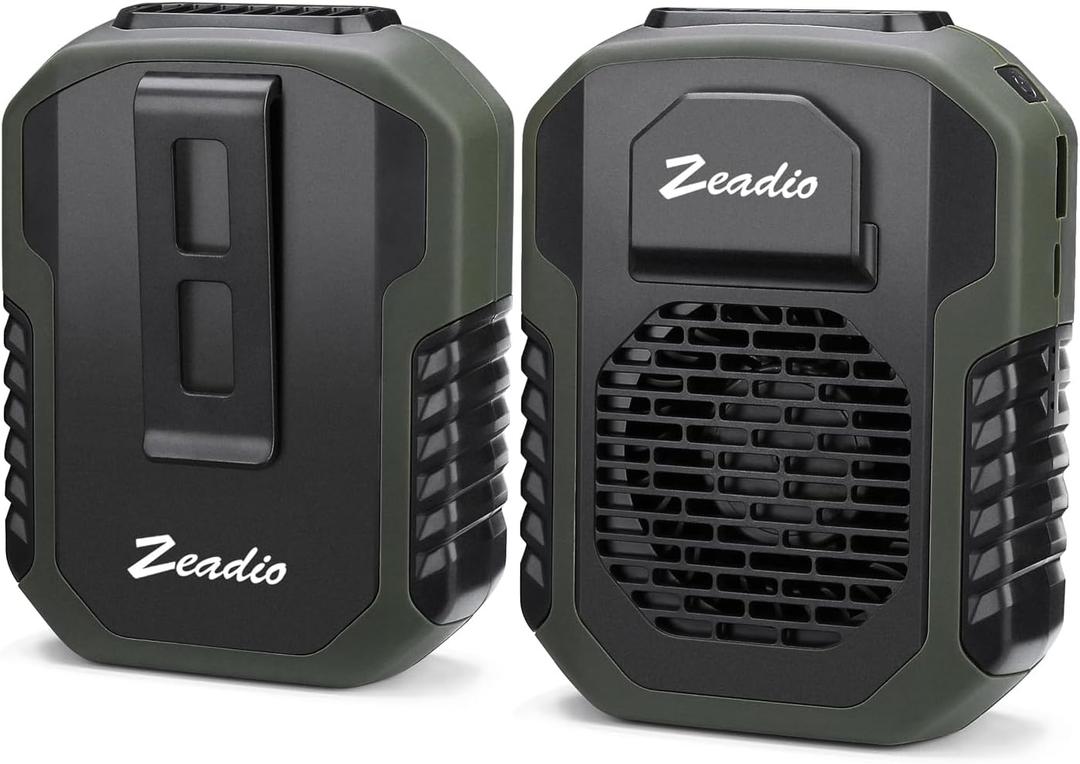 Zeadio Portable Waist Clip Fan, 3 Speeds 6000mah Battery Operated Hands-free Wearable Necklace Fan With Charging Function, for Hot Flashes Home Office Travel Outdoor Sports - Green