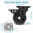Nefish 4-Inch Heavy Duty Casters Set of 4, Industrial Grade Casters Wheels 7000 LBS, Low Gravity Plate Swivel Caster with Brake, Sturdy & Corrosion-Resistant Nylon Wheels for Industrial, Equipment
