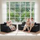 Convertible Sofa Bed,Small Boneless Couch & Boneless Loveseat,Pull Out Couch Bed for Small Spaces,Premium Luxe Corduroy Folding Floor Futon Sleeper with Side Pocket & 2 Pillows, No Assembly Required
