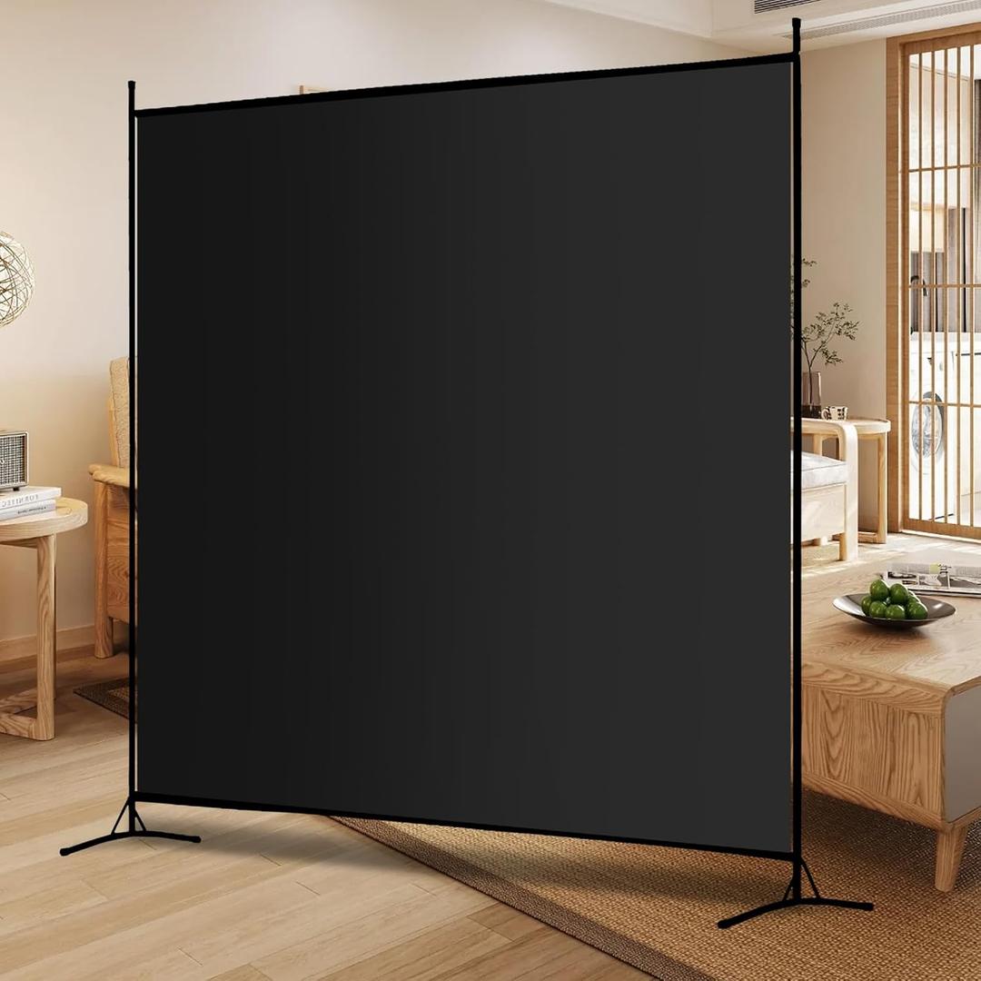Single Large Panel Room Divider, 6 Ft Tall Privacy Screen Room Divider,Freestanding Room Partition Wall Divider,Lightweight Room Divider Screen for Home Office,69''W x 70''H, Black