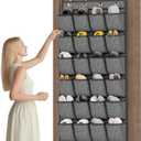 homyfort Over the Door Shoe Organizer, Hanging Shoe Rack Storage Holder with 24 Large Pockets for Closet Door, Men Women Kids Shoes, Cruise, Linen Like Black