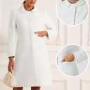 Allegra K Winter Trench Coat for Women Overcoat Peter Pan Collar Single Breasted Long Pea Coat (White, XS)