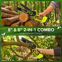 Mini Chainsaw Cordless, 8 Inch & 6 Inch Electric Chainsaw with 2 Batteries, 1000W Brushless Handheld Power Chain Saw, Small Tree Saw for Trimming Wood Cutting, Lightweight Garden Tools Gift
