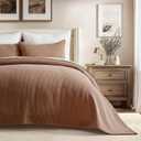 EVERGRACEHOME Cotton Gauze King Bedspread, Ultra Soft Prewashed Pick Stitch Matelass Coverlet, Lightweight Textured Oversized King Quilt Bedding Set for All Season, with 2 Shams, Terracotta Clay
