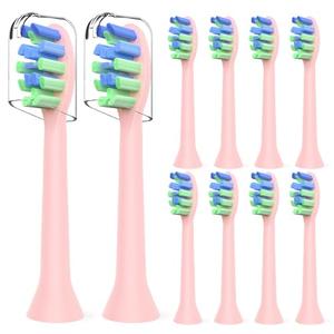 Replacement Brush Heads Compatible with 7am2m AM101/AM105 Sonic Electric Toothbrush - Medium Bristles Toothbrush Refills Compatible with 7am 2m, 10 Count, Pink
