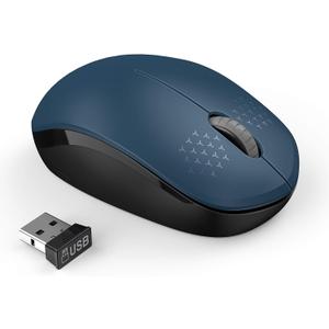seenda Wireless Mouse, 2.4G Noiseless Mouse with USB Receiver Portable Computer Mice for PC, Tablet, Laptop, Notebook - Blue & Black
