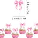Pink Bow Birthday Party Decoration, Girl Bowtie Themed Supplies, Bow Knot Happy Birthday Banner Garland, Bow Latex Balloons, Bow Cake & Cupcake Toppers, Satin Ribbon for Coquette Birthday