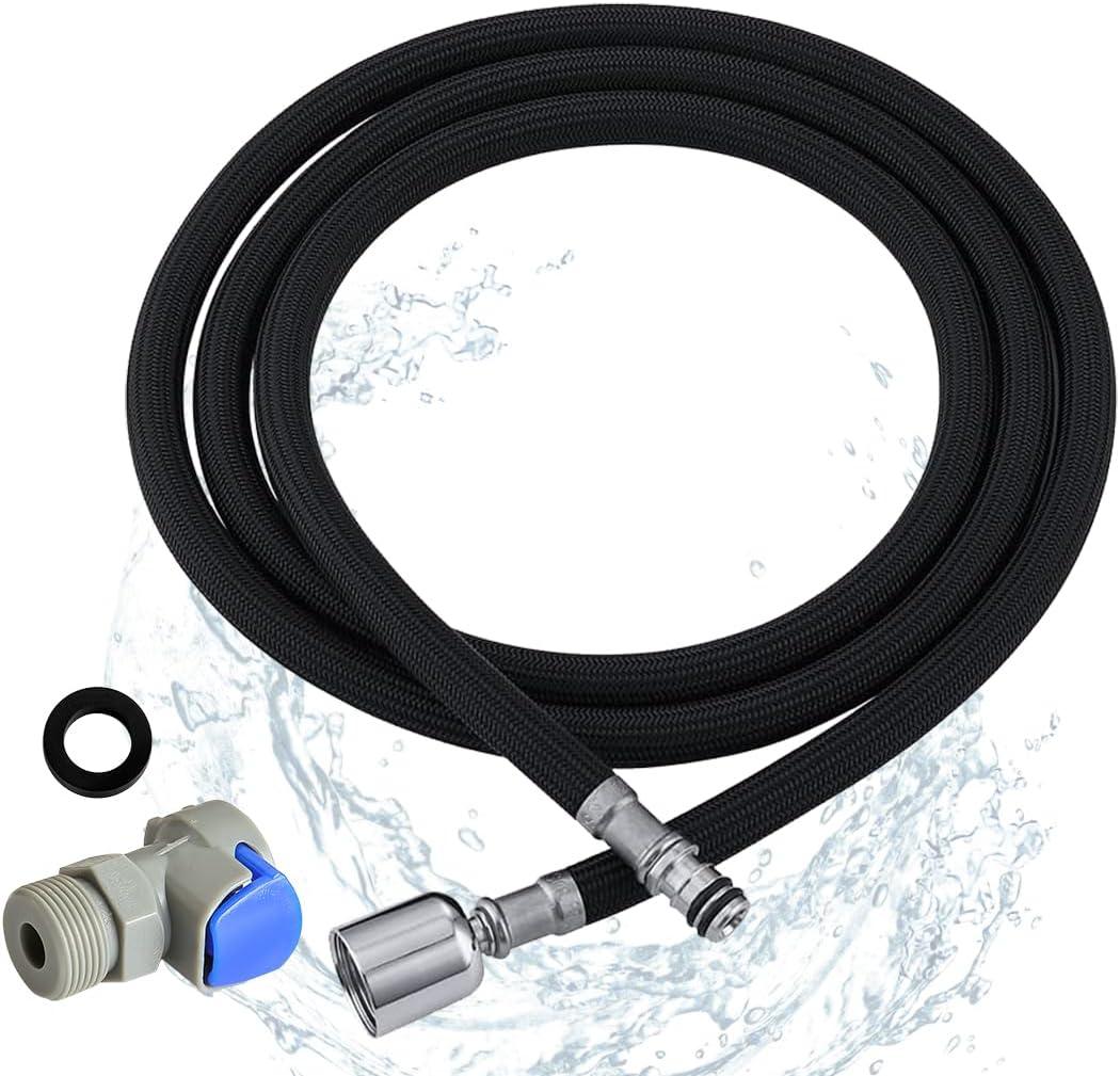 Black Kitchen Faucet Hose Replacement M15*1MM X G1/2, 59-inch Nylon Hose with Quick Connect