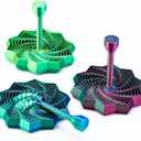 3 Pack 3D Printed Expanded Sensory Fidget Star with Handle Color Changing Spiral Fidget 3D Kinetic Star for Office Desks ADHD & Stress Relief Easter Basket Stuffers(Round,Multicolor)