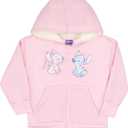 Disney Lilo & Stitch, Minnie Mouse Girls Sherpa Zip-Up Hoodie Graphic Print Design Hooded Sweatshirt for Kids & Toddlers (6, Light Pink)