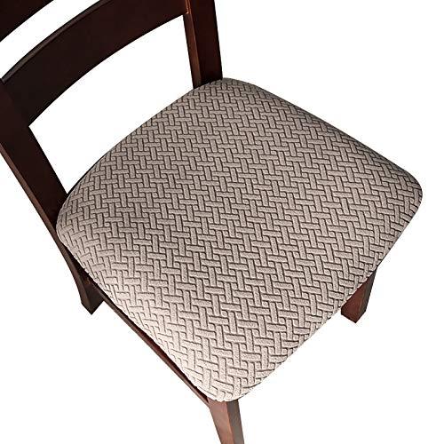 Genina Seat Covers for Dining Room Chair Seat Slipcovers Kitchen Chair Covers (Taupe, 6 Pcs)