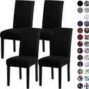 Sufdari Dining Chair Covers, Kitchen Chair Cover, Parsons Chair Slipcover, Spandex Chair Protectors for Dining Room Stretch Chairs Cover Set of 4 -Black