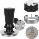 53mm Espresso Tamper Kit - Spring-loaded Coffee Tamper, Adjustable Depth Espresso Distributor Leveler, Magnetic Dosing Funnel Aluminum Metal, Reusable Puck Screen, Fit Breville 54mm Portafilters