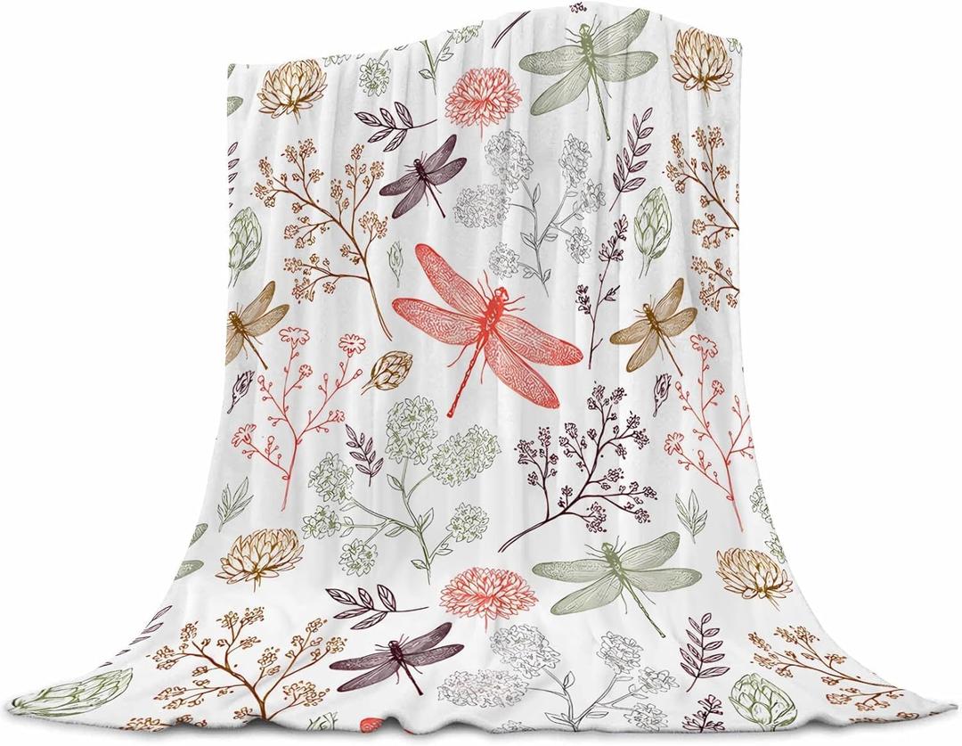 Dragonfly Baby Blanket 30x40 Inches - Super Soft Flannel Throw for Nursery & Strollers - Cute Dragonfly Gifts for Women New Moms - Lightweight Fleece Blankets for Toddlers & Infants
