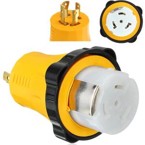 Kanayu NEMA L14-30P to SS2-50R RV Marine Power Generator Adapter 30A 4 Prong Locking Generator L14-30P Male to 50A Marine Shore Power SS2-50R Female Locking Ring 125V/250V