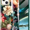 Cute Flower Case for iPhone 14 Plus 6.7 inch Built with Screen Protector, Lightweight and Stylish Full Body Shockproof Protective Rugged TPU Case for Women/Girls