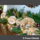 Crackle Globe LED Lamp Battery Operated with Timer, Lighted Glass Orb for Living Room & Festival Christmas Decoration, Indoor Glowing Night Light Sphere Table Lamp for Mother's Gift, Glass Ball Light