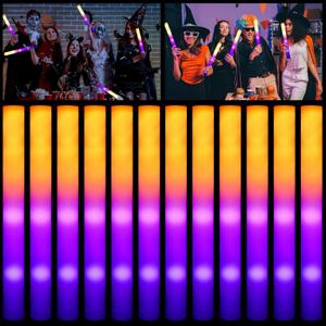 12 Pcs LED Glow Sticks Bulk Halloween Foam Stick Glow with 3 Modes in Dark Party Supply Flashing Effect Vintage LED Decor Reusable Light for Party Wedding Birthday Concert Halloween Christmas