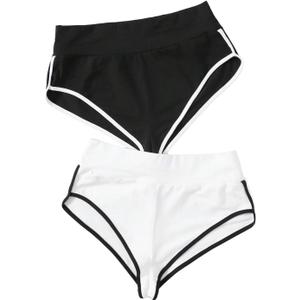 SweatyRocks Women's 2 Pack Workout Booty Shorts Mini Length Biker Athletic Hot Pants (M)