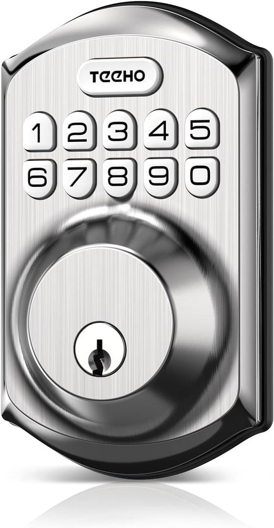 TEEHO TE001 Keyless Entry Door Lock with Keypad - Smart Deadbolt Lock for Front Door with 2 Keys - 0Auto Lock - Easy Installation - Satin Nickel