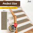 JSEI Stair Treads for Wooden Steps, 14 Pack 9" X 28" Non-Slip Machine Washable Carpet Stair Treads with TPE Backing, Soft Indoor Stair Rug Runner for Kids Elders & Pets, 100% Polyester, Beige, 28''x9''