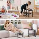 Step Stool for Adults,Holds up to 500Lb,3 in1 Heavy Duty Sturdy Two Step Stool for Kichen/Bathroom/High beds, Wooden&Metal Frame, Non-Slip Pads (Black)