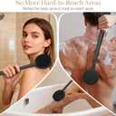Back Scrubber for Shower & Face Scrubber, Silicone Exfoliating Brush Set with 17In Long Handle, Soft Body & Facial Cleansing Scrubber for Men Women