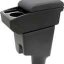 Car Armrest Box for Toyota Yaris Hatchback 2015-2018 Yaris L Accessories Center Console Leather Arm Rest Double-Layer Storage Space with Cup Holder (Black Thread)