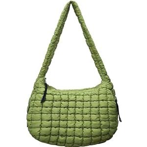 Quilted Tote Bag-Puffy Carryall Tote Bag-Large Puffer Crossbody Handbags-Shoulder Soft Fluffy Lightweight for Women (Khaki)