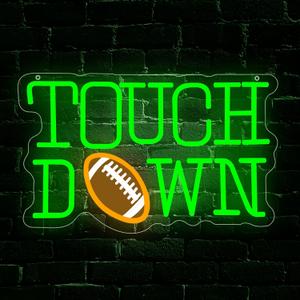 Football Neon Sign, Touch Down LED Neon Light Signs for Wall Decor Sports Rugby Light up Sign Lamp for Party Bar Bedroom Pub Man Cave Decor Birthday Gift for Fans Dimmable USB Powered (16.2"*9.9")