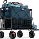 TIMBER RIDGE 400L Large Capacity Folding Double Decker Wagon with Brakes, 54" Extra Long Extender Wagon Cart, 450lbs Heavy Duty Collapsible Cart, All-Terrain Big Wheels for Camping, Sports, Shopping