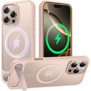 TAURI Magnetic for iPhone 16 Pro Case with Stand, [Compatible with MagSafe] Military-Grade Protection, [Translucent Matte] Shockproof Kickstand Case for 16 Pro 6.3", Desert Titanium