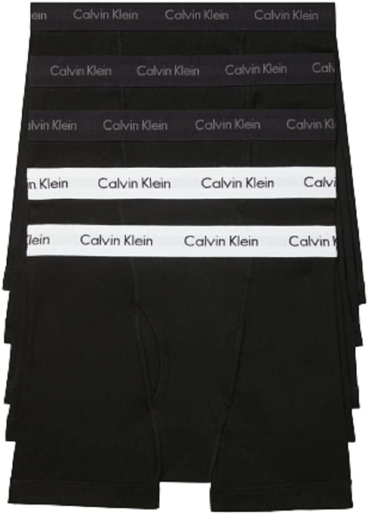 Calvin Klein Men's Cotton Classics 5-Pack Boxer Brief (Medium, 3 Black Bodies W / Black Wb, 2 Black Bodies W / White Wb)