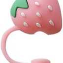 Pink strawberry Straw Cover for Stanley, Cute Straw Topper for Tumblers and Stopper for Reusable Straws Tip Lids8mm Silicone Straws Covers Cap for Stanley Cup Accessories, Disposable Drinkware